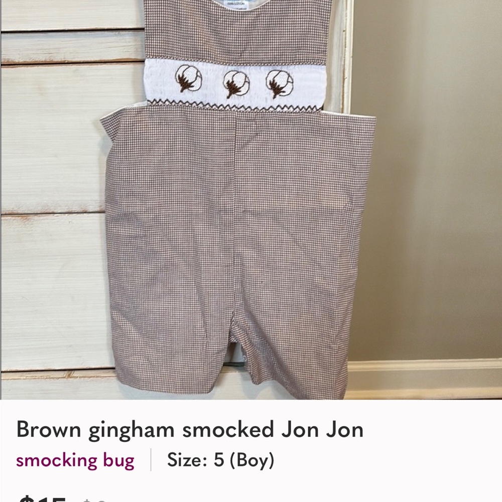 Brown Gingham Smocked Jon Jon